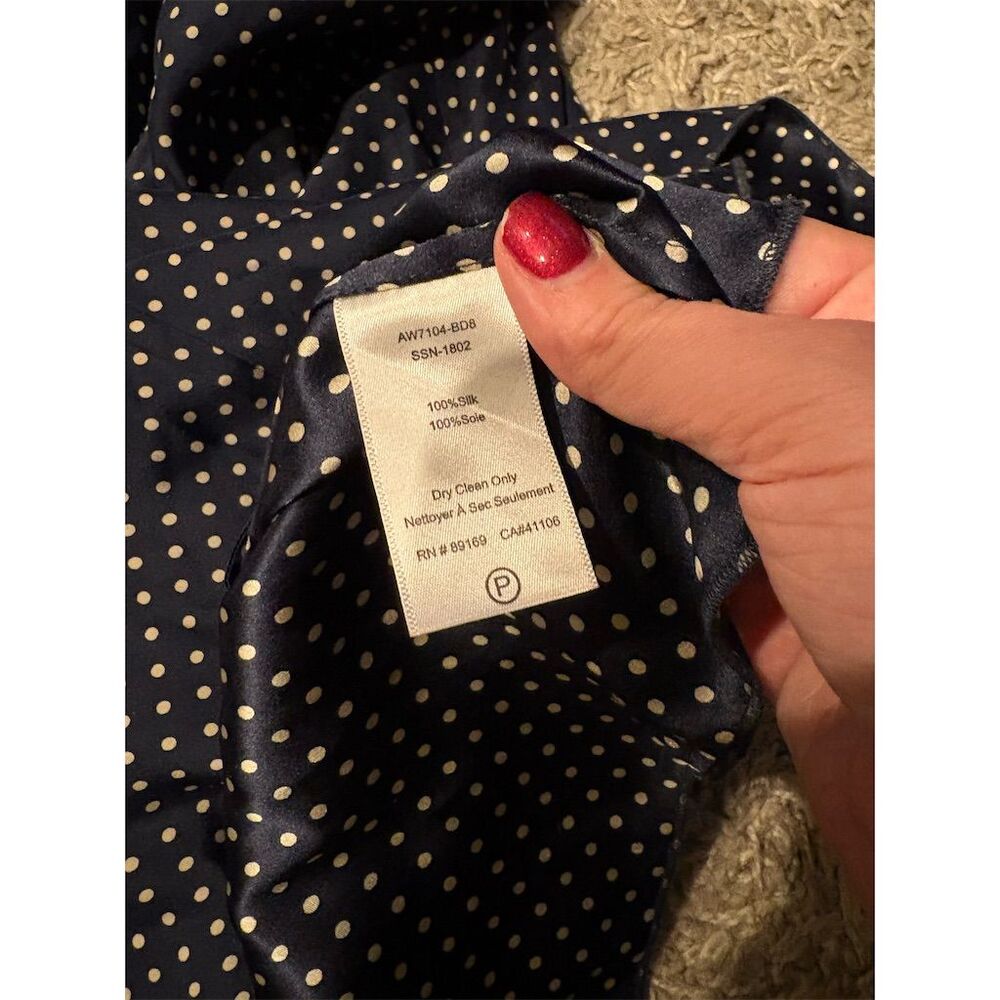 ATM Women's Blue Polka Dot Midi Slip Dress Size L Chic Casual - Picture 7 of 7